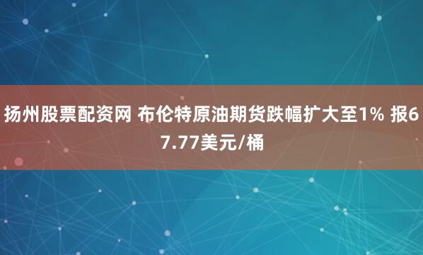 扬州股票配资网 布伦特原油期货跌幅扩大至1% 报67.77美元/桶